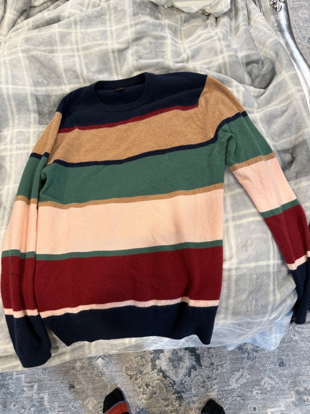 J.Crew 100% Cashmere Striped Sweater – Size S – Soft, Classic Colorblock